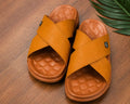 Men's Cross Strap Slide Sandals | Premium Soft Comfortable Slippers for Men | Lightweight Anti-Slip Casual Summer Slides | Indoor Outdoor Open Toe Brown Sandals