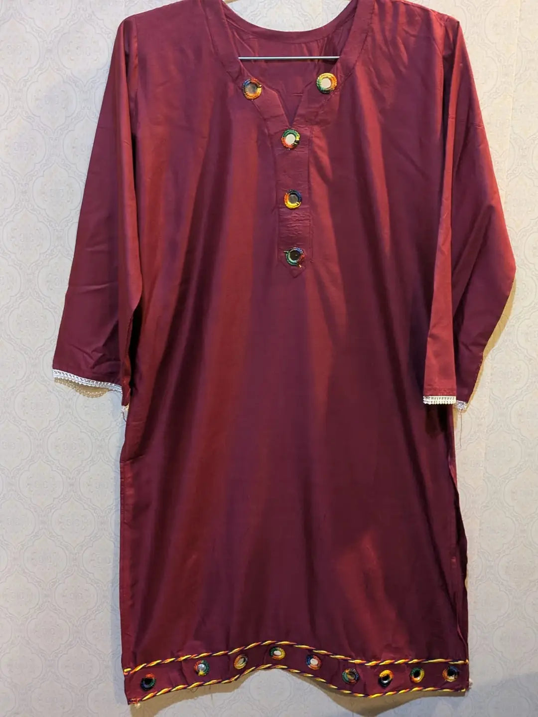 2 Pcs Women's Stitched Linen Plain Shirt And Trouser